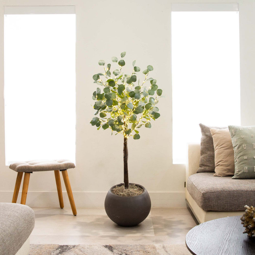 4ft. Lighted Artificial Eucalyptus Tree With 240 Warm White LED Lights
