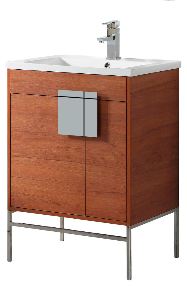 Bathroom Vanity Set, Spicy Walnut, 24", Polished Chrome Hardware