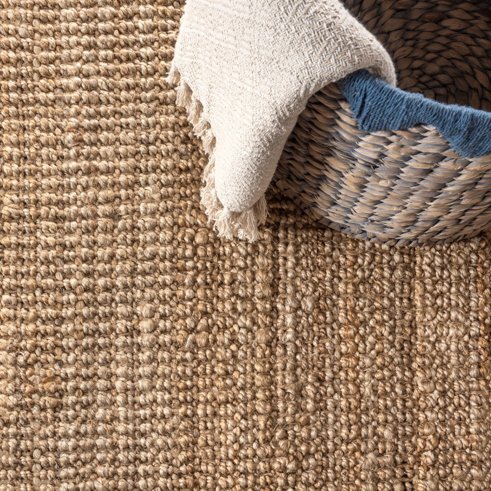 Pata Hand Woven Chunky Jute Natural 5' Square Area Rug