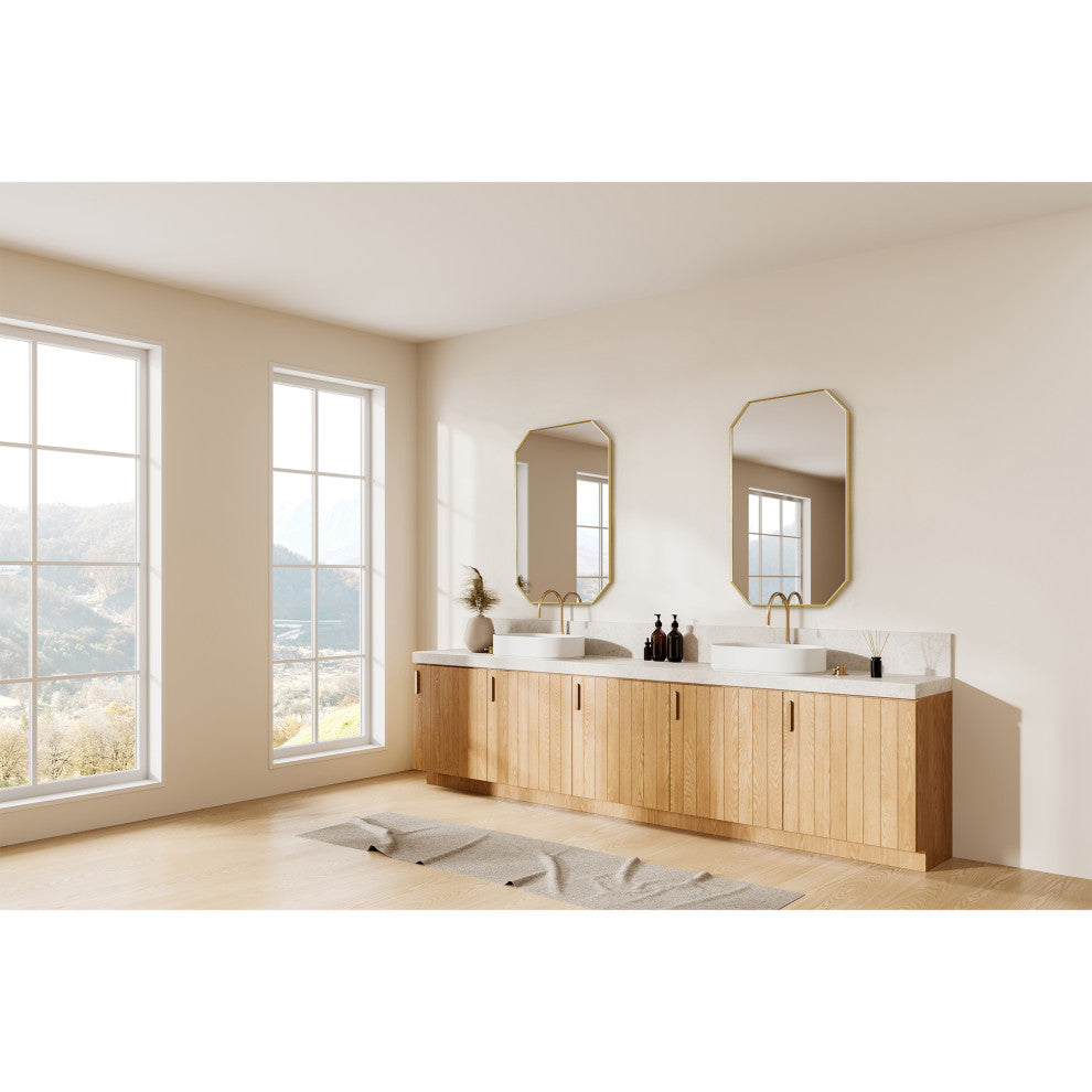 Allure Octagon Framed Bathroom Wall Mirror, Brushed Gold, 24"