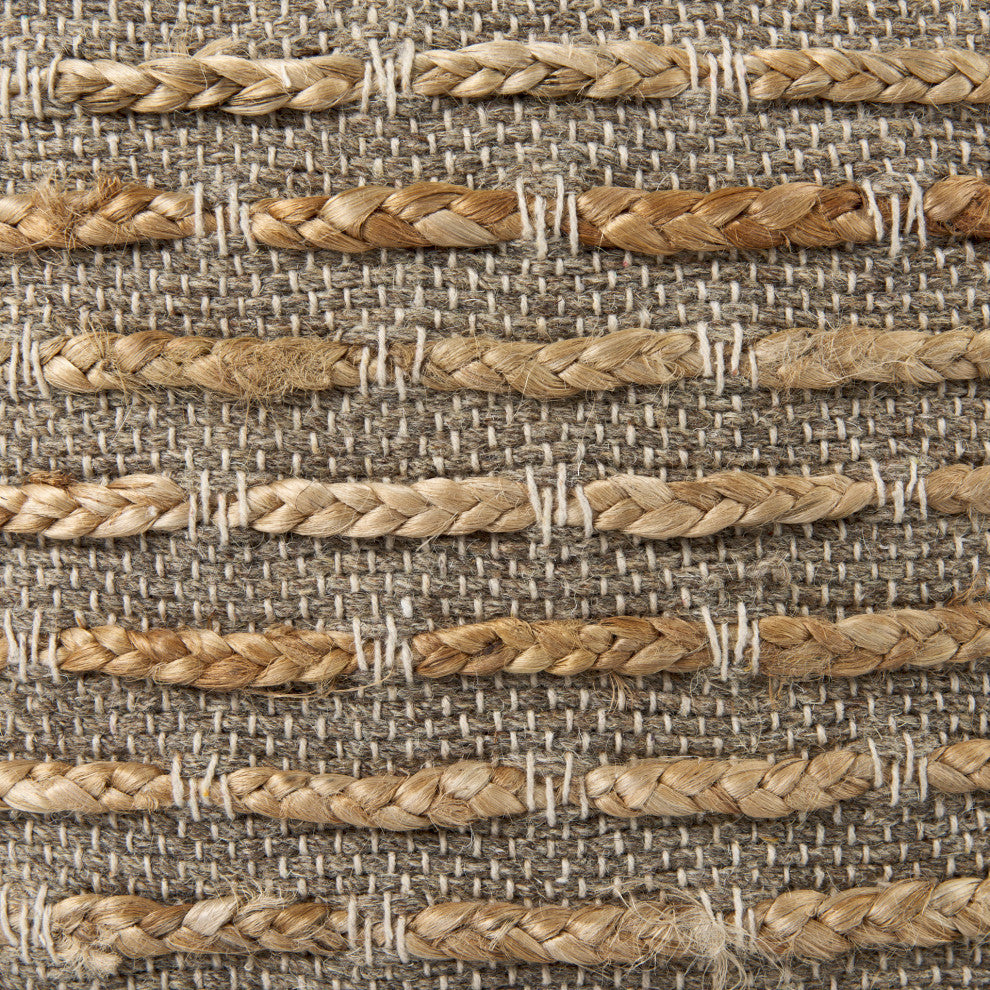 Binita 16.0Lx16.0Wx16.0H Gray/Brown Hemp Wool and Cotton Pouf