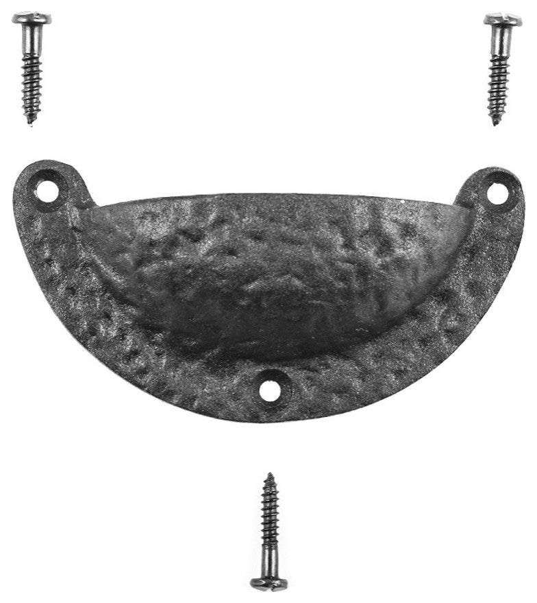 Cup Bin Pull Cabinet or Drawer Black Iron  3 1/2 W Pack of 6