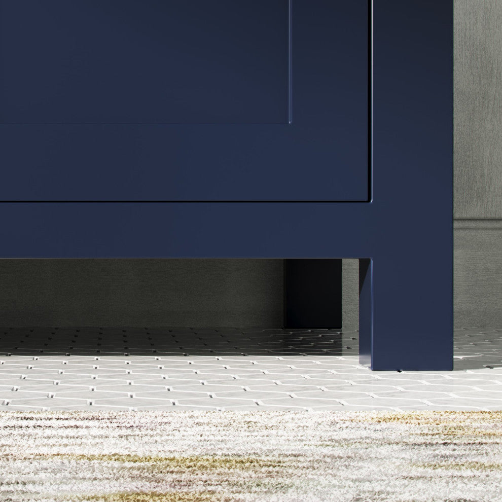 The Savoy Bathroom Vanity, Monarch Blue, 72", Double, With Mirror, Freestanding