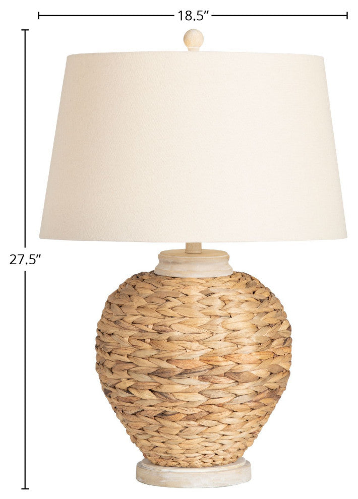 McKenna 3-Way Seagrass Table Lamp with Oat Linen Shade