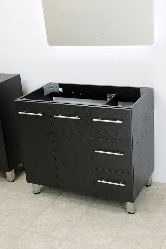 Windbay 36" Free Standing Vanity, Black, White Integrated Sink and Countertop