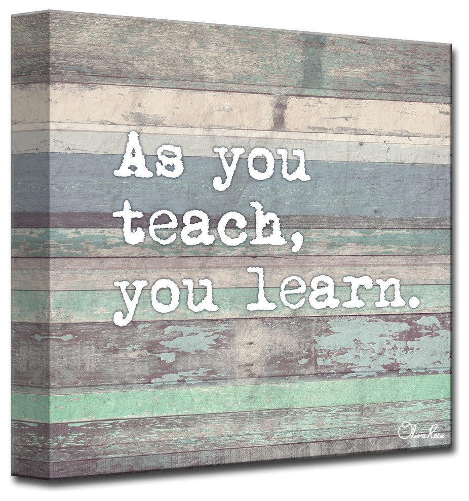 Ready2HangArt Wrapped Canvas Inspirational Wall Art, Teach and Learn, 20"x20"