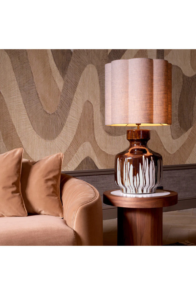 Drip-Effect Ceramic Table Lamp, Eichholtz Lorena, Brown