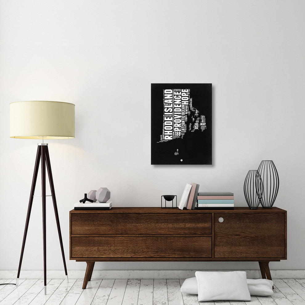 "Rhode Island Black and White Map" Fine Art Print