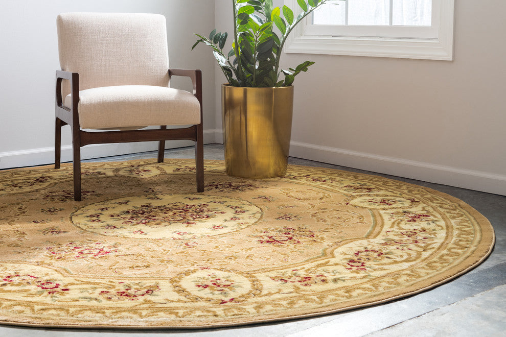Unique Loom Tan Phillipe Versailles 6' 0 x 6' 0 Round Rug