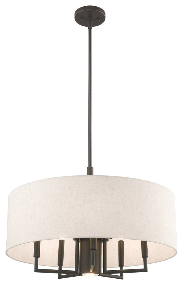 Meridian 5 + 1 Light Pendant Chandelier, English Bronze