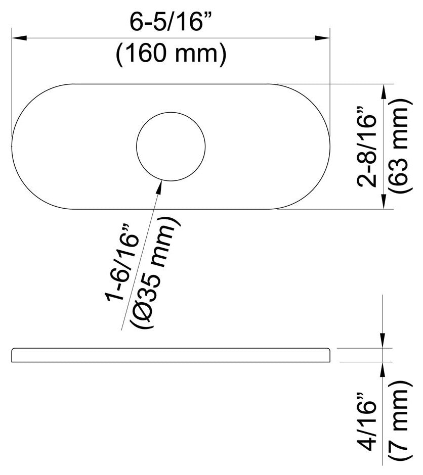 6" Bathroom Faucet Hole Cover KFC100, Matte Black