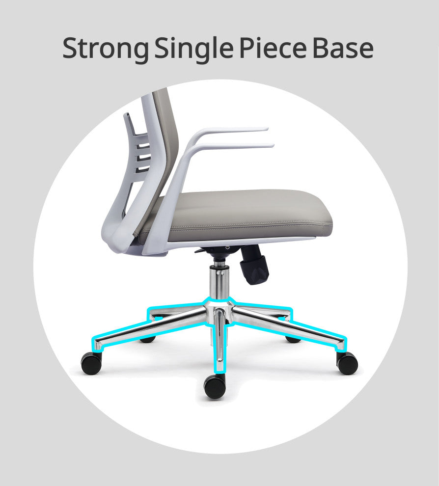 Modern Ergonomic Office Chair Faux Leather Upholstery Lumbar Support, Gray