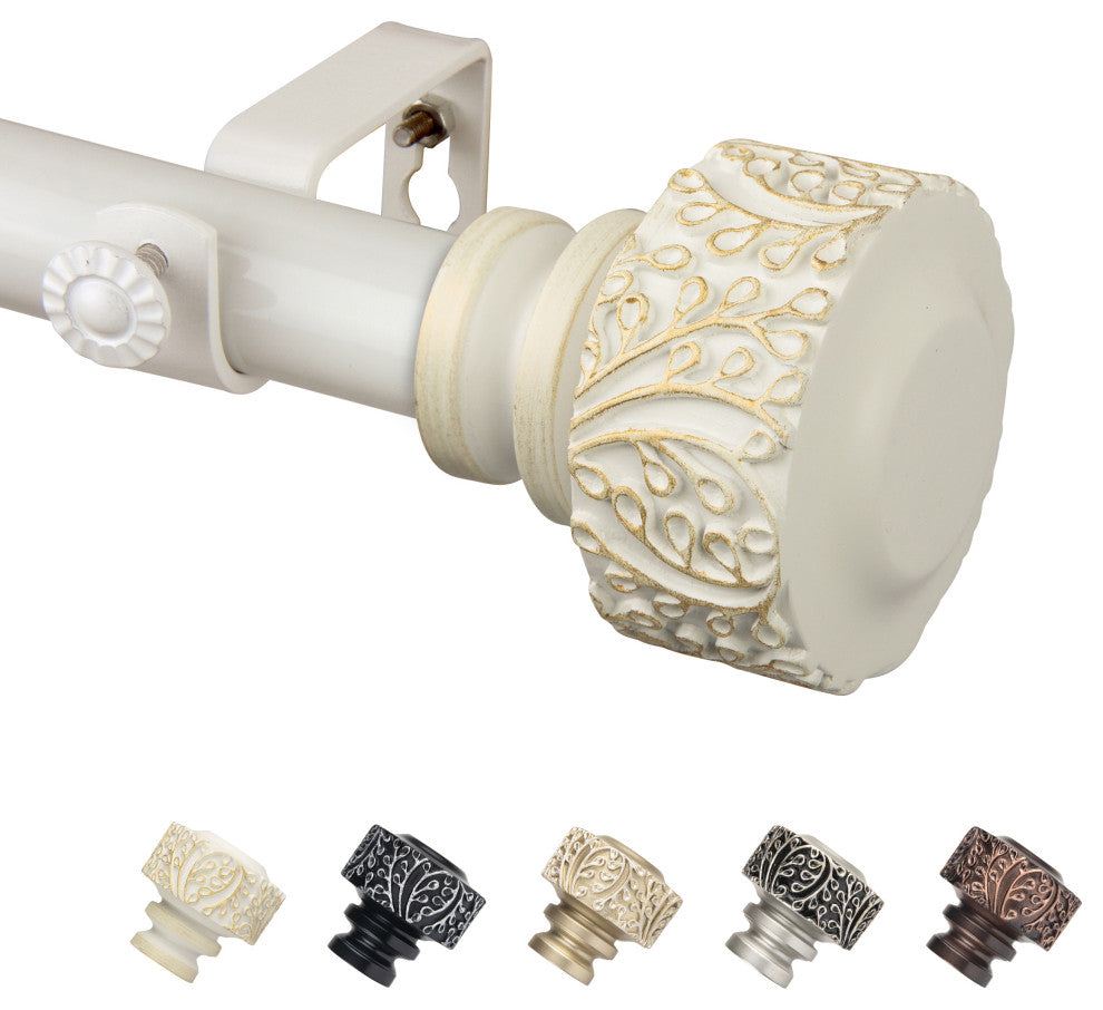 Lucinda 1" Curtain Rod, White, 120-170"