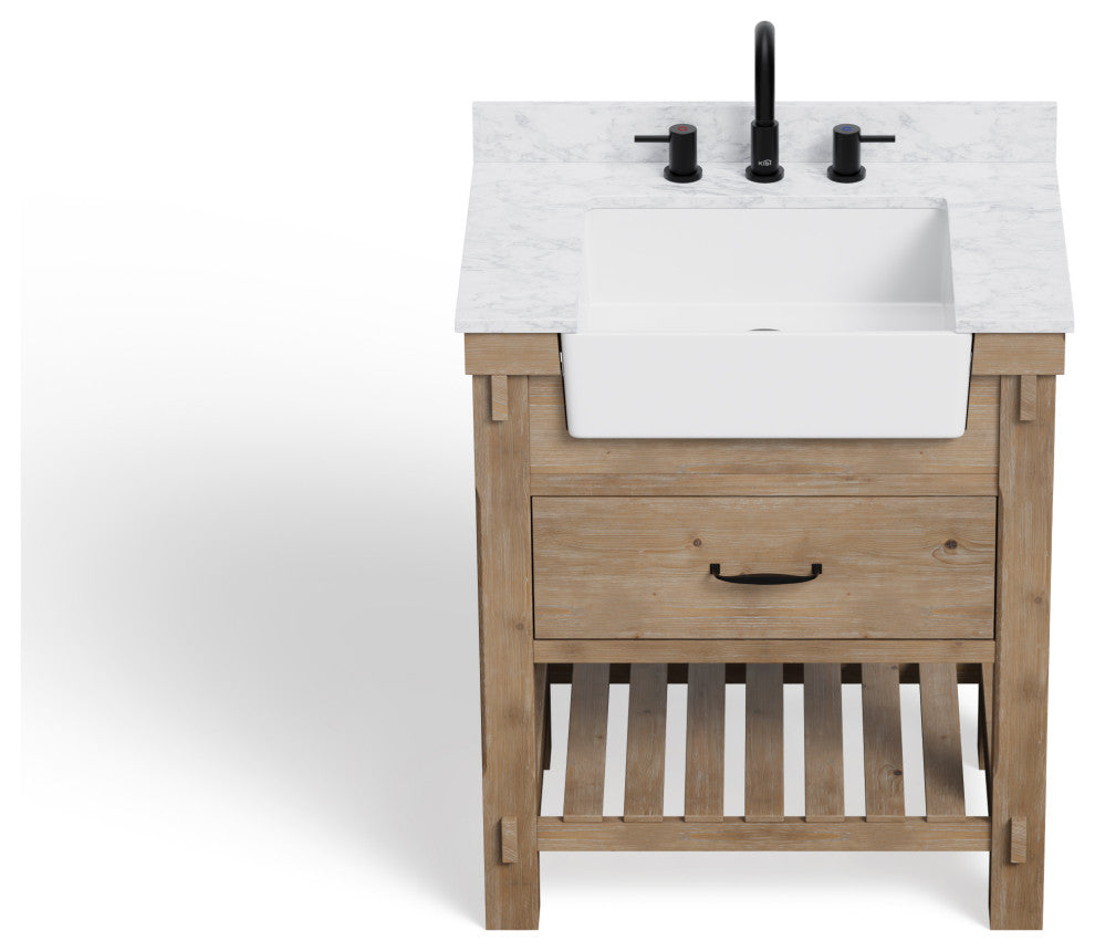 Bosque Bath Vanity, Weathered Fir, 30", Single Sink, Farmhouse, Freestanding