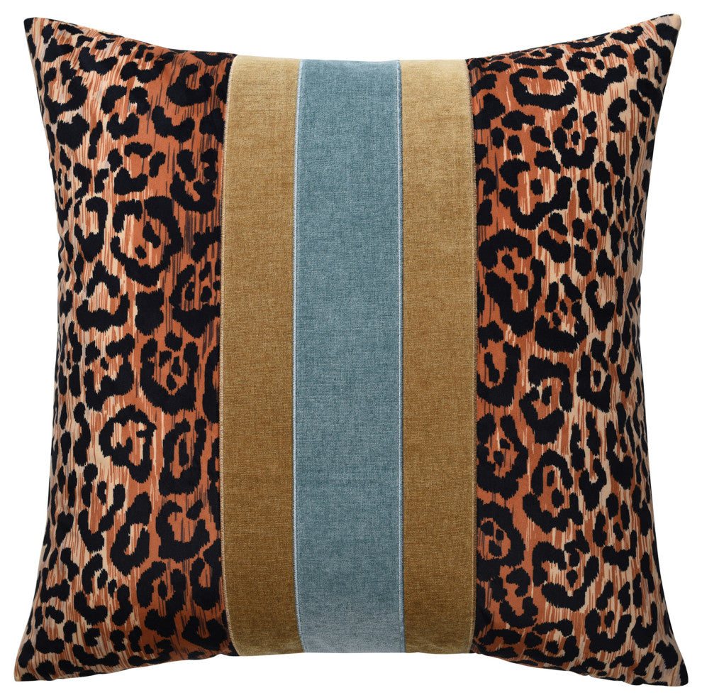 Dann Foley Lifestyle-Jaguar-Printed Pillow-24" x 24"-Oceans Blue-Yellow Khaki