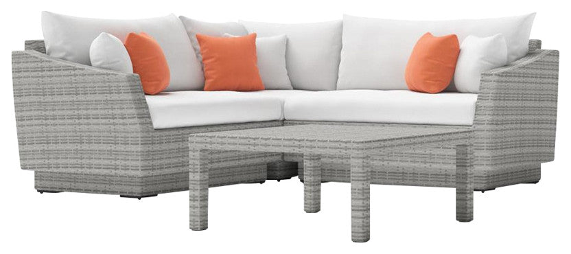 Cannes 4 Piece Sunbrella Corner Sectional Set, Cast Coral