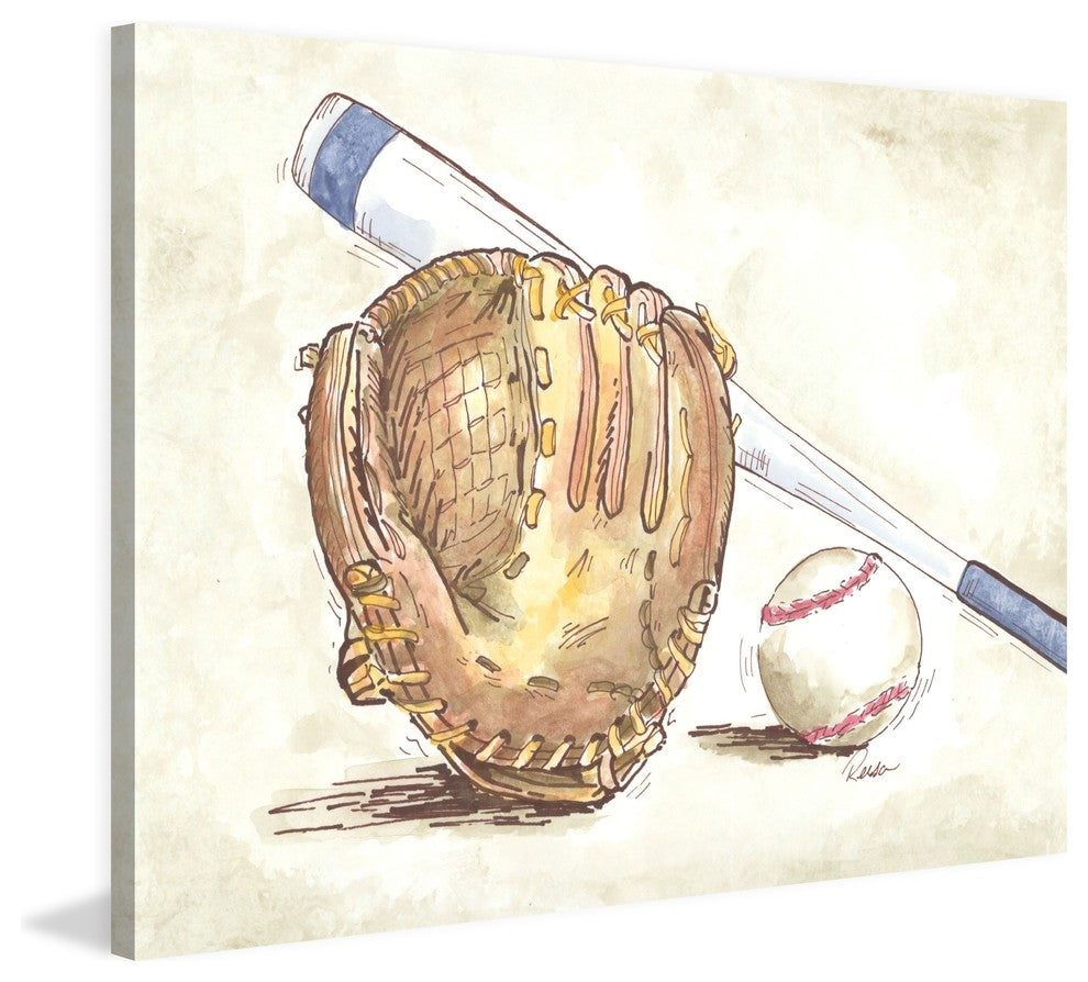 Marmont Hill, "Baseball Gear" by Reesa Qualia Painting on Wrapped Canvas, 31x24