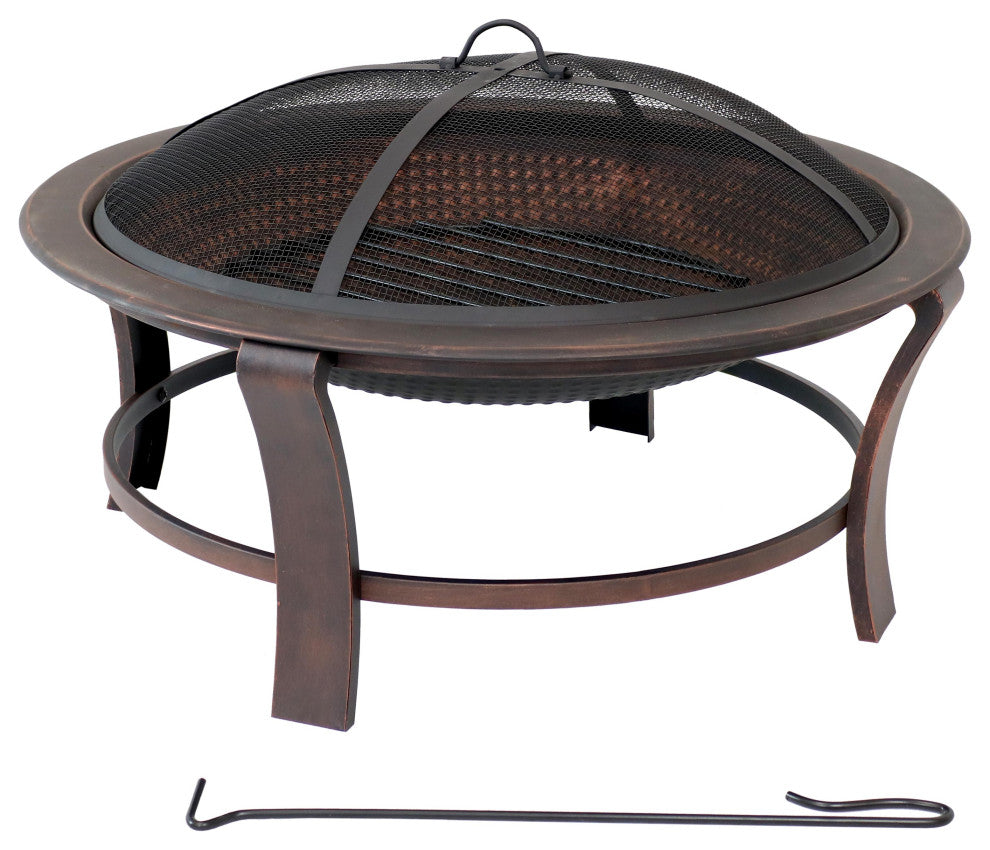 Sunnydaze 29" Elevated Round Fire Pit Bowl With Stand Set