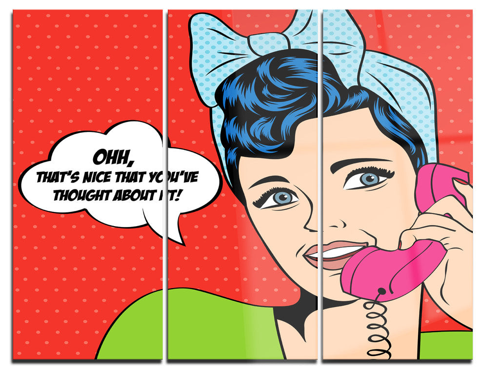 "Woman Talking on Phone" Digital Metal Wall Art, 3 Panels, 36"x28"