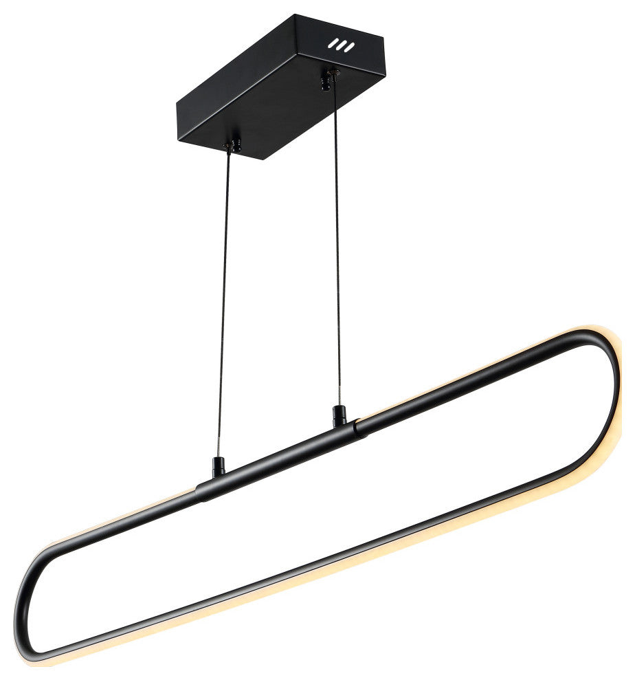 Ned 39" Dimmable Adjustable Integrated Led Metal Linear Pendant, Black