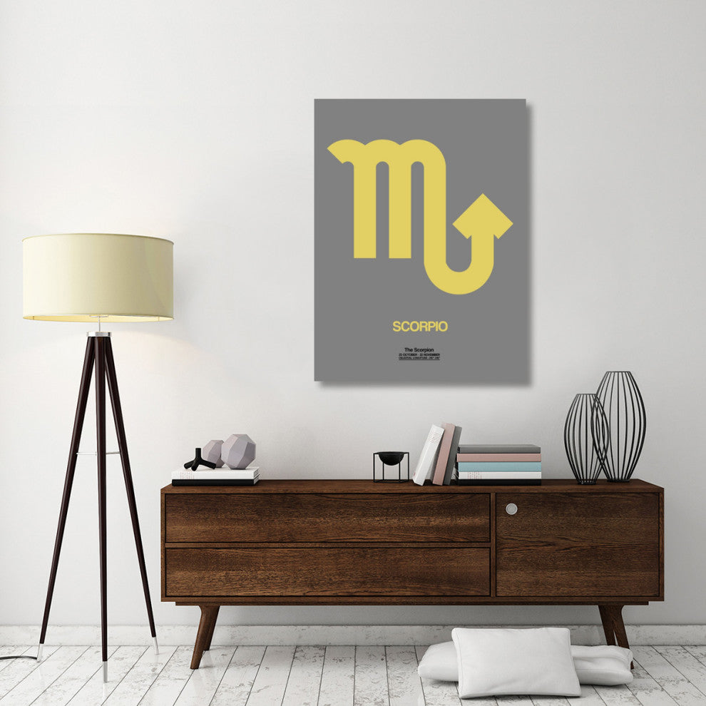 "Scorpio Zodiac Sign Yellow on Grey" Fine Art Print