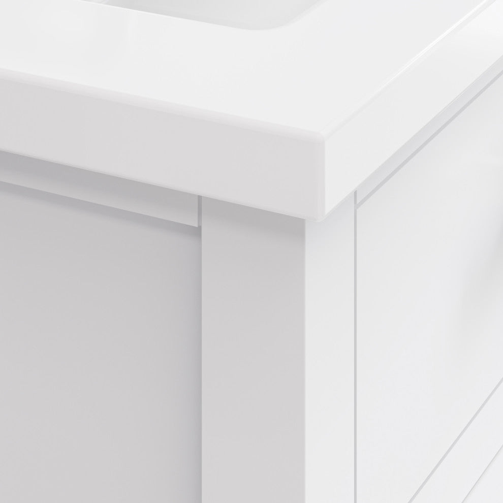 Water Creation Myra 24" Single Vanity, Double Door, Without Faucet, Pure White