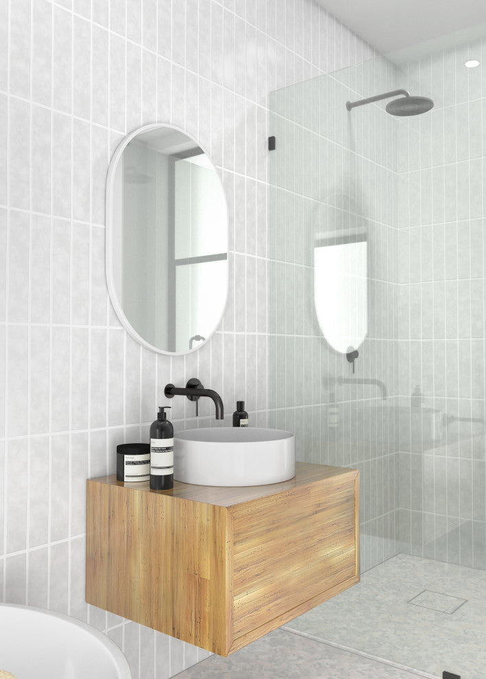 20" W X 28" H Pill Shape Stainless Steel Framed Mirror, White