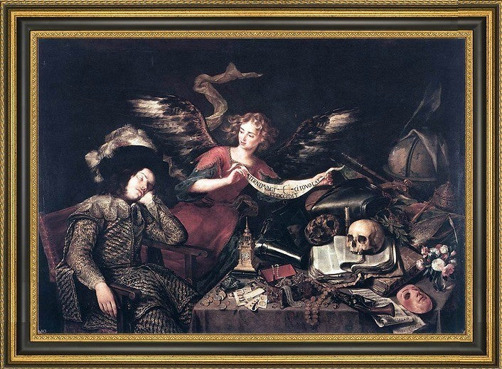 Antonio De Pereda the Knight's Dream Framed Premium Canvas Print, 27"x18"