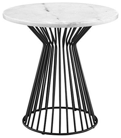 Madison Park Marbury White Marble Round Coffee Table, End Table