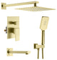 Cube Pressure 3-Function Shower System, Rough-In Valve, Brushed Gold