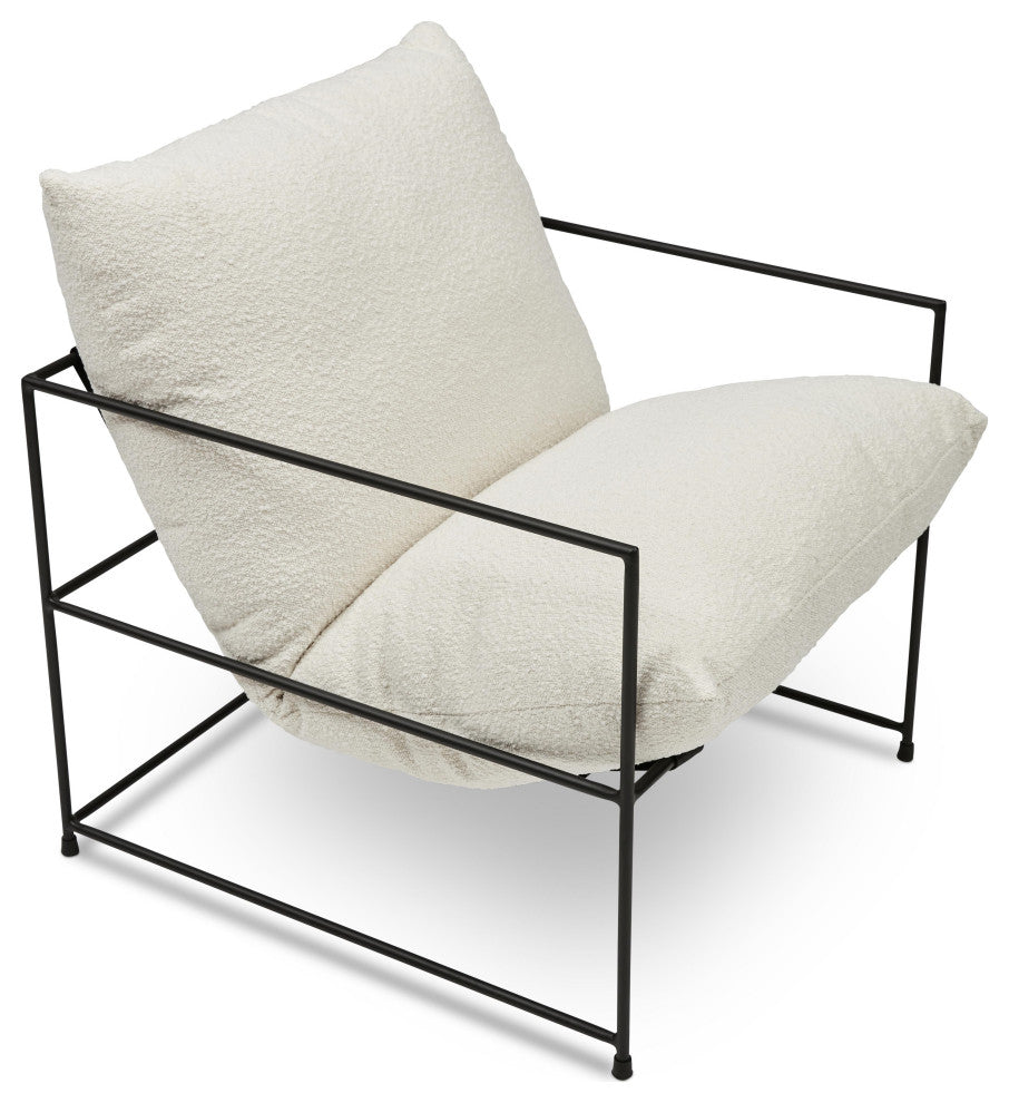 Trent Accent Chair, White Boucl