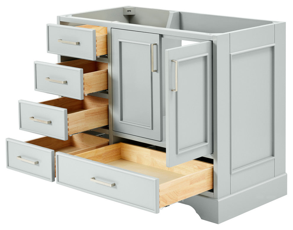 Ariel Stafford 42" Single Right Offset Sink Bathroom Vanity Base, Gray