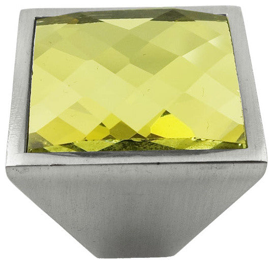 MultiFaceted Golden Topaz Brushed Nickel Square Frustum Knob