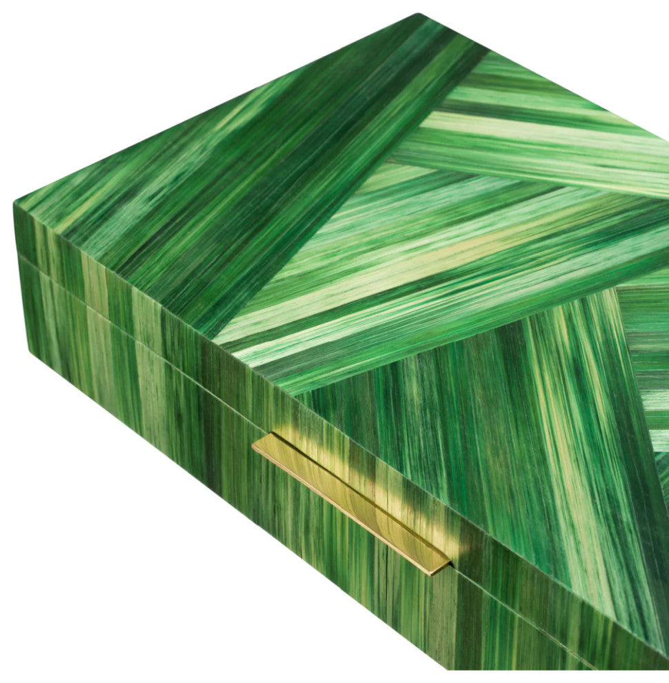 Straw Marquetry Box, Eichholtz Harvard, Green