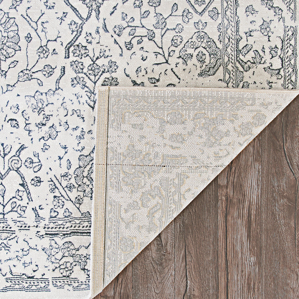 Couristan Marina Lillian Area Rug, Oyster-Slate Blue, 9'2"x12'9"