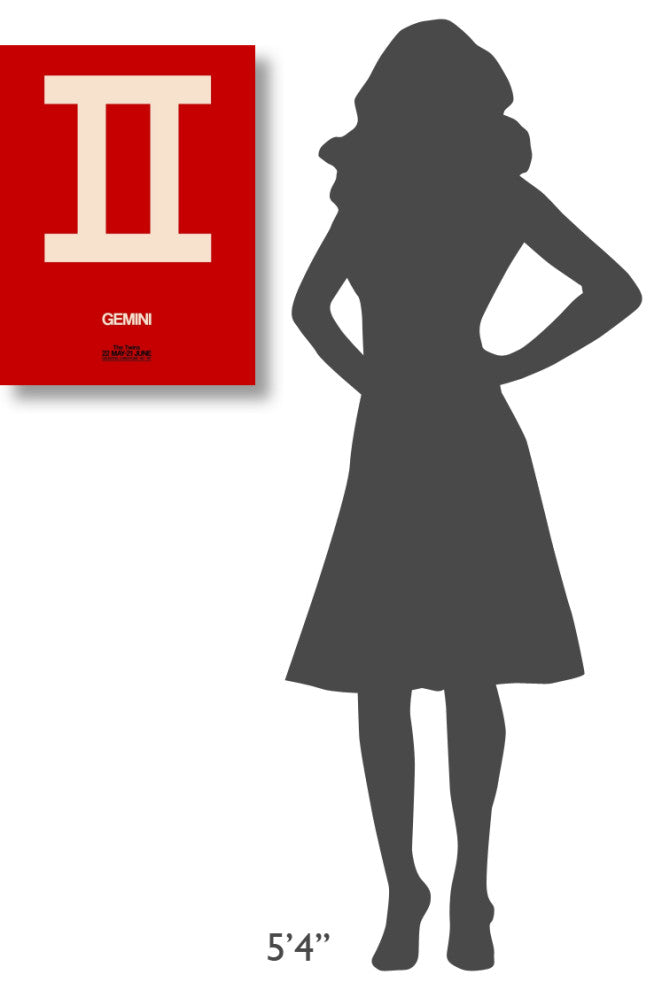 "Gemini Zodiac Sign White on Red" Fine Art Print