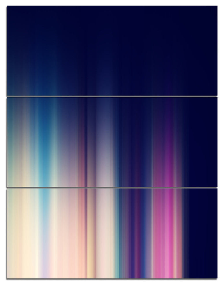 "Neon Blue Abstract Lines" Digital Metal Wall Art, 3 Panels, 28"x36"