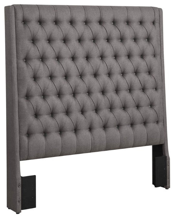 Stonecroft Furniture Davidson Fabric Tufted King Panel Headboard in Gray