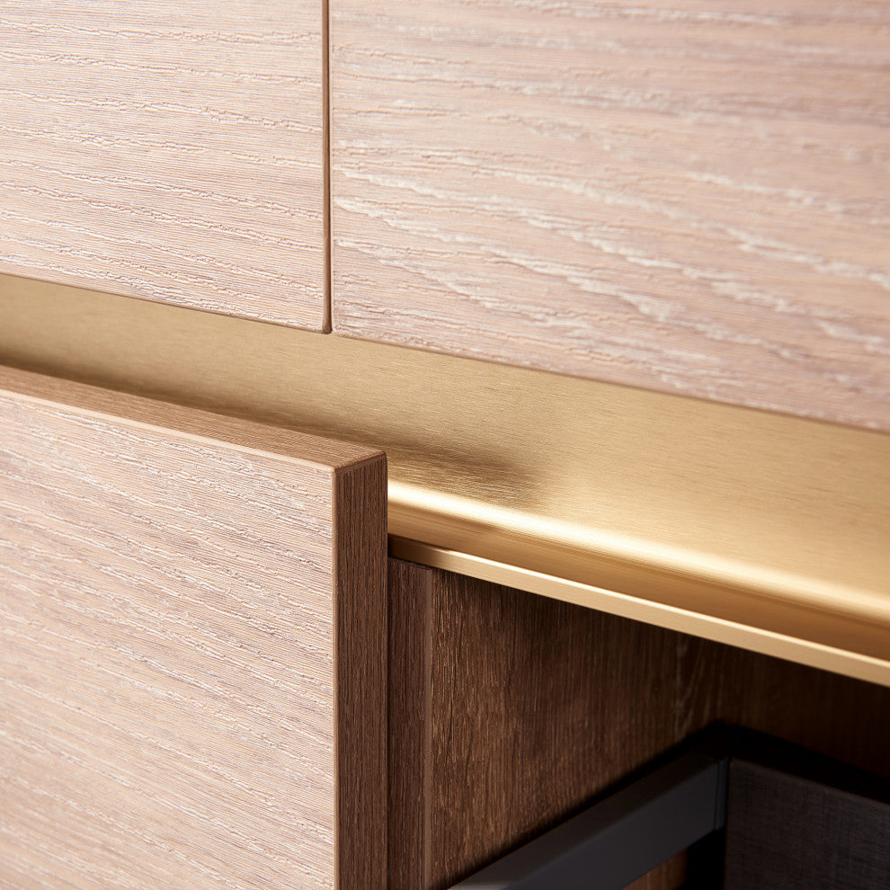 Huesca Bath Vanity, Integrated Sink Top, North American Oak, 60" Double Sink, Without Mirror