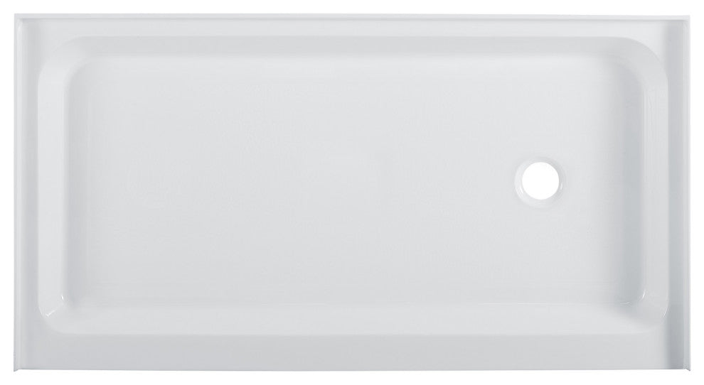 Voltaire 60"x34" Acrylic White, Single-Threshold, Shower Base, Right Side Drain