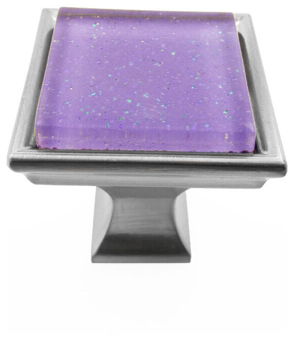 Purple Super Galaxy Crystal Glass Brushed Nickel Madison Classic Knob