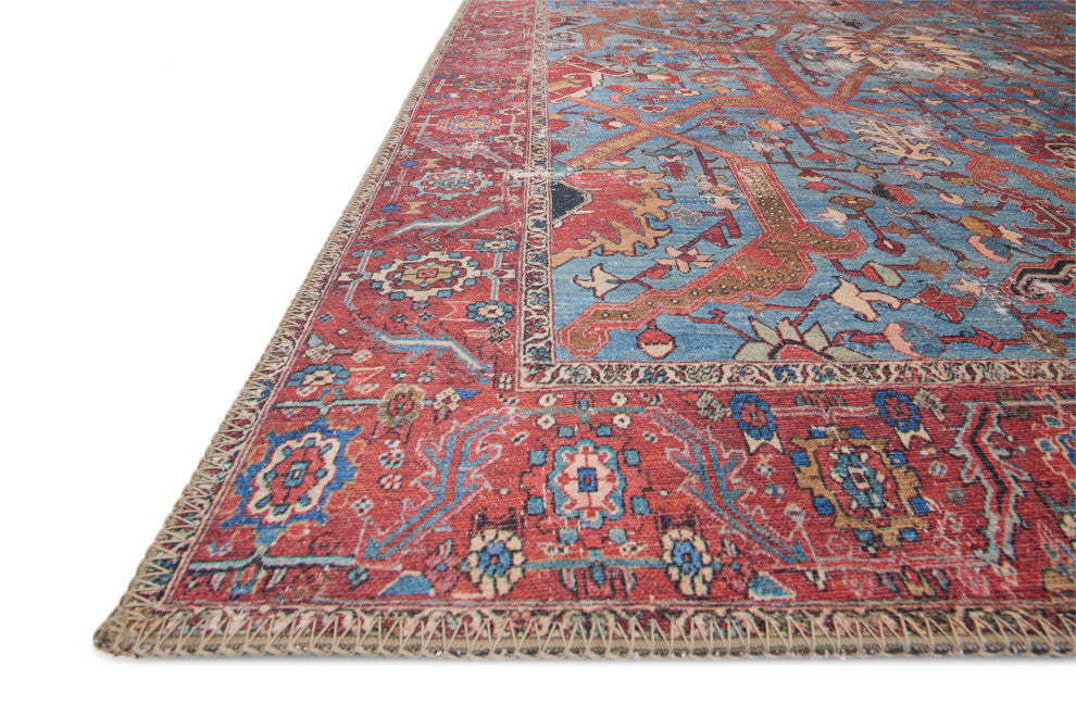 Blue Red Loren LQ-10 Printed Area Rug by Loloi, 7'6"x9'6"