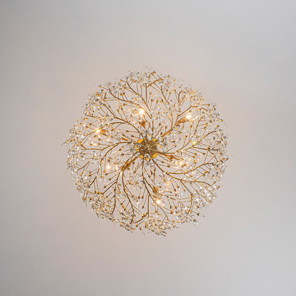 Luxe 6-Light Gold Floral Basket Crystal Chandelier