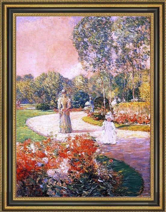 Frederick Childe Hassam Parc Monceau, Paris Framed Premium Canvas Print, 21"x28"