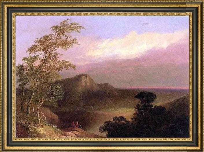 Alvan Fisher Indians at Sunset Framed Premium Canvas Print, 18"x27"