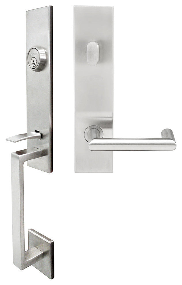 Stuttgart Lever, Tubular Entry Handleset, LHR, Satin Stainless Steel