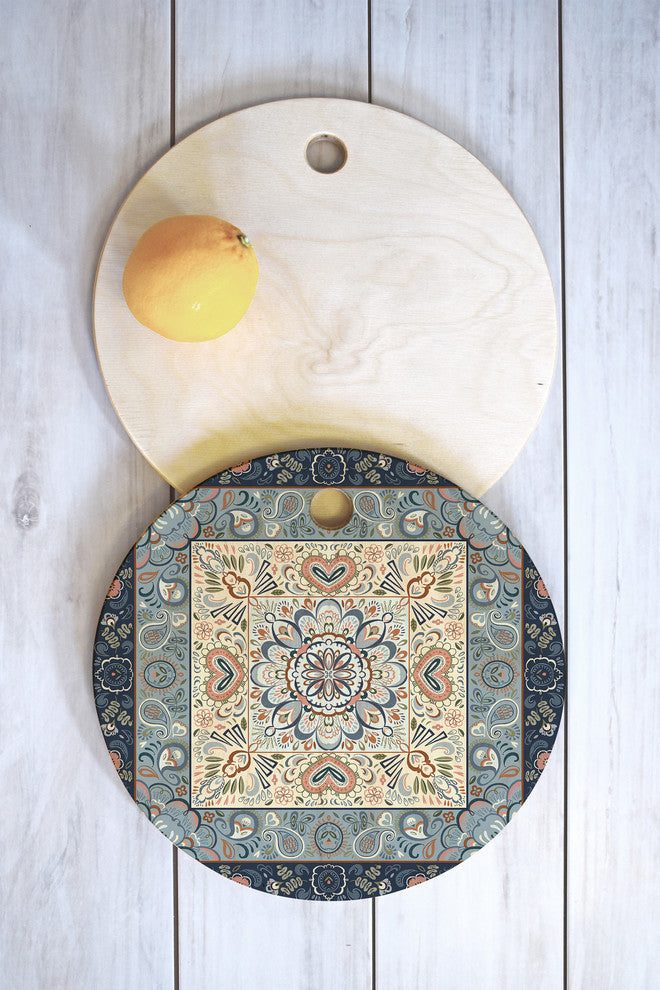 Pimlada Phuapradit Botanic Blue Cutting Board, 11.5"x11.5"
