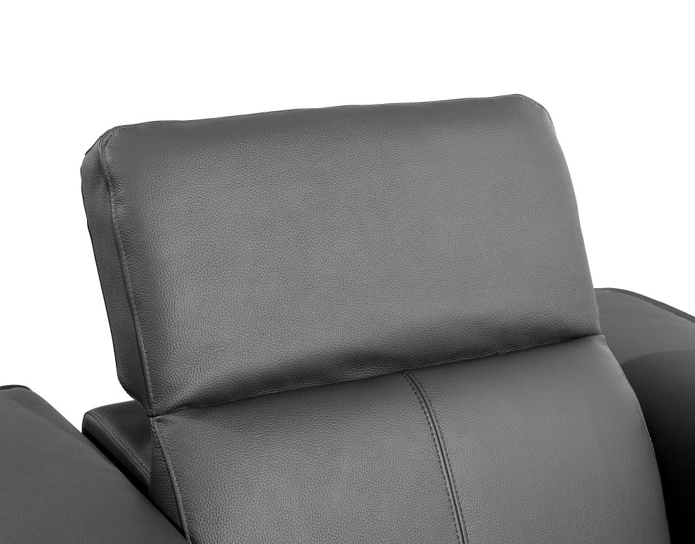 Niccolo Italian Leather 8-Piece U-Shaped 4 Power Reclining Sectional, Dark Gray