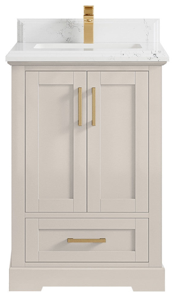 Boston 24" Single Sink Bath Vanity in Fine Grain 1.5" Empira Quartz
