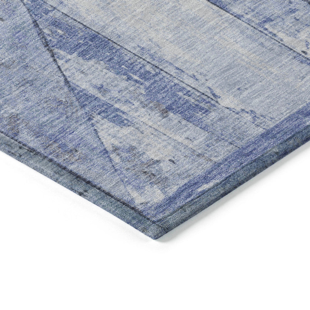 Machine Washable Indoor/Outdoor Chantille ACN1875 Denim 8' x 8' Round Rug